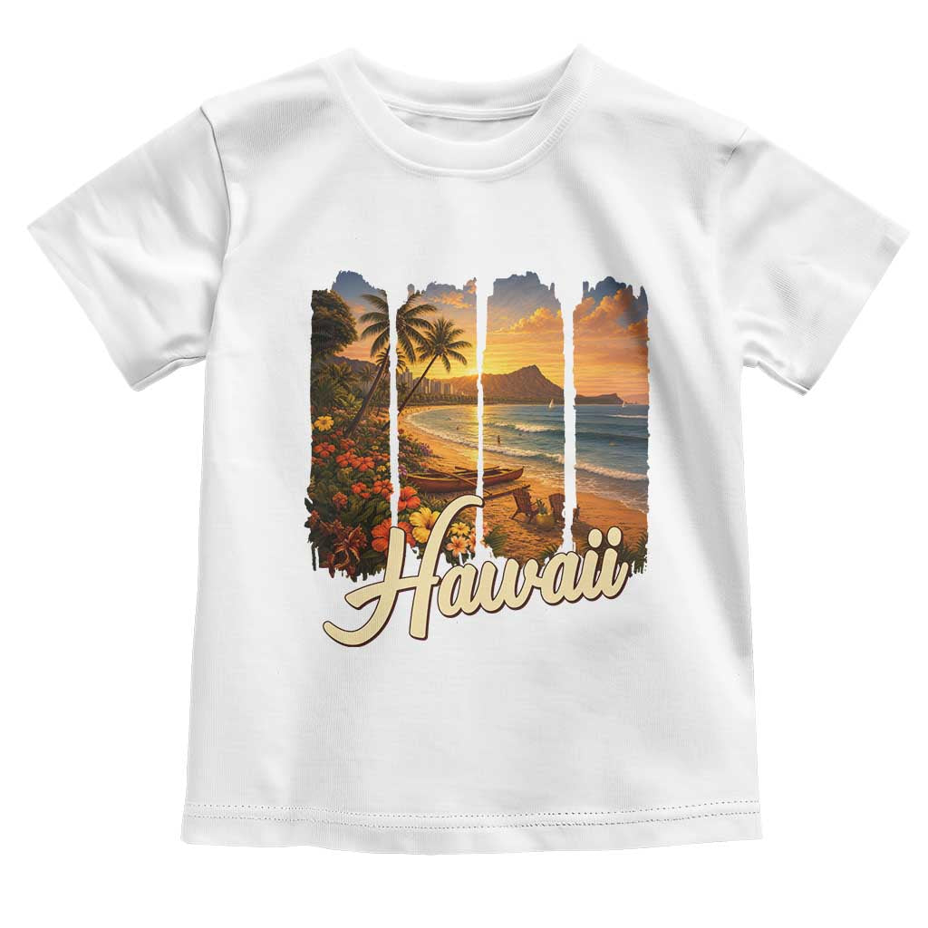 Vintage Hawaii Beach Travel Toddler T Shirt Sunset Ocean Landscape