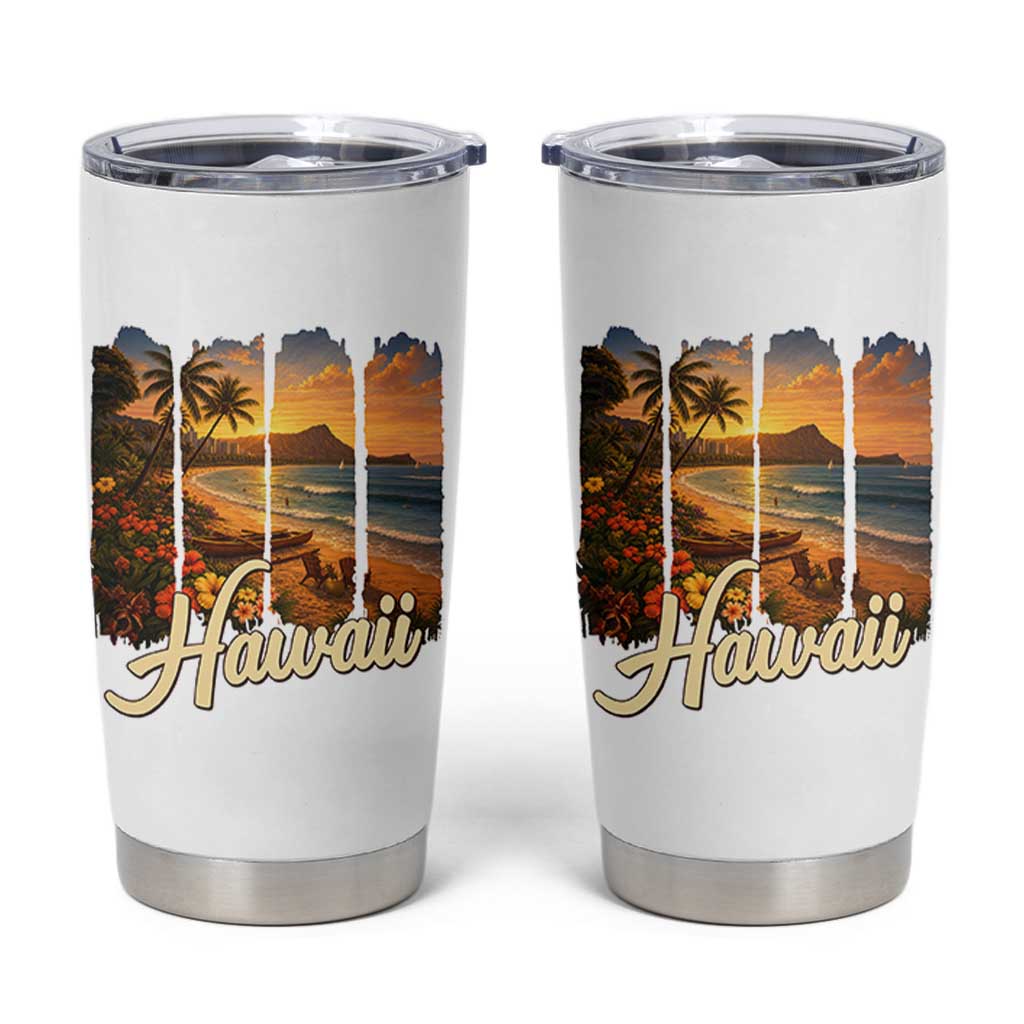 Vintage Hawaii Beach Travel Tumbler Cup Sunset Ocean Landscape