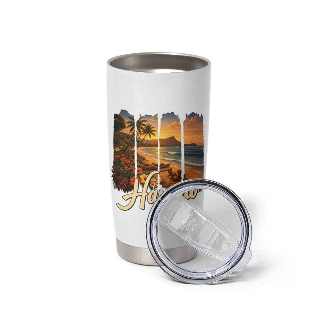 Vintage Hawaii Beach Travel Tumbler Cup Sunset Ocean Landscape