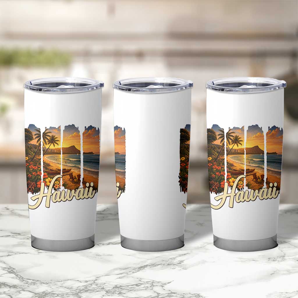 Vintage Hawaii Beach Travel Tumbler Cup Sunset Ocean Landscape