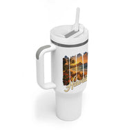 Vintage Hawaii Beach Travel Tumbler With Handle Sunset Ocean Landscape