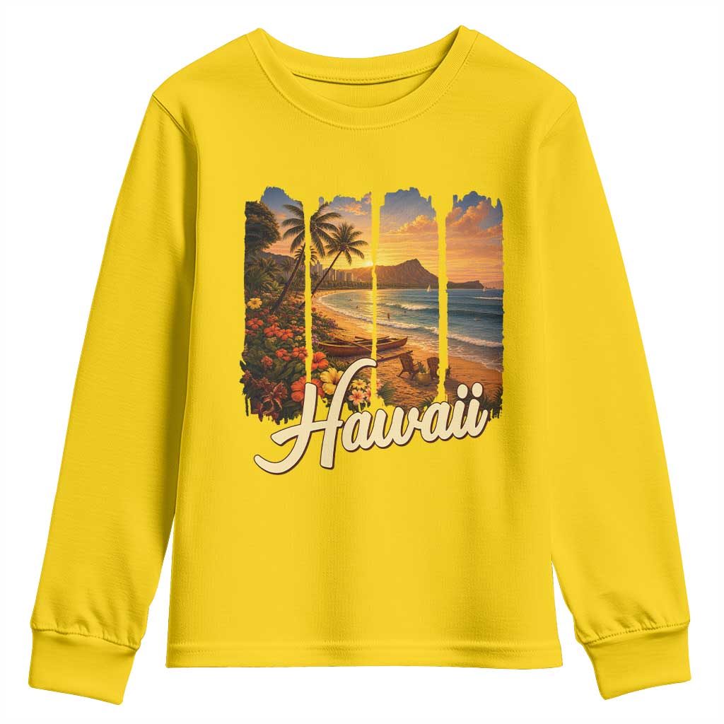 Vintage Hawaii Beach Travel Youth Sweatshirt Sunset Ocean Landscape