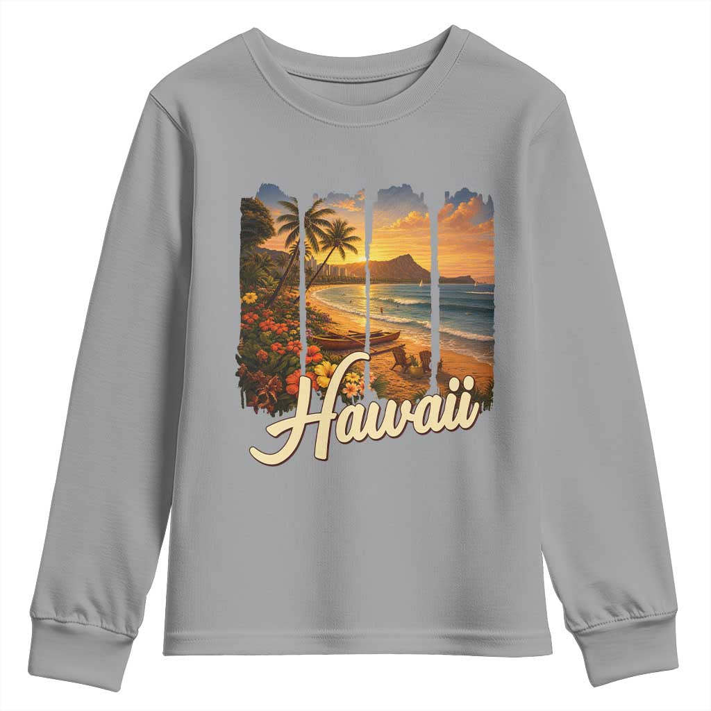 Vintage Hawaii Beach Travel Youth Sweatshirt Sunset Ocean Landscape