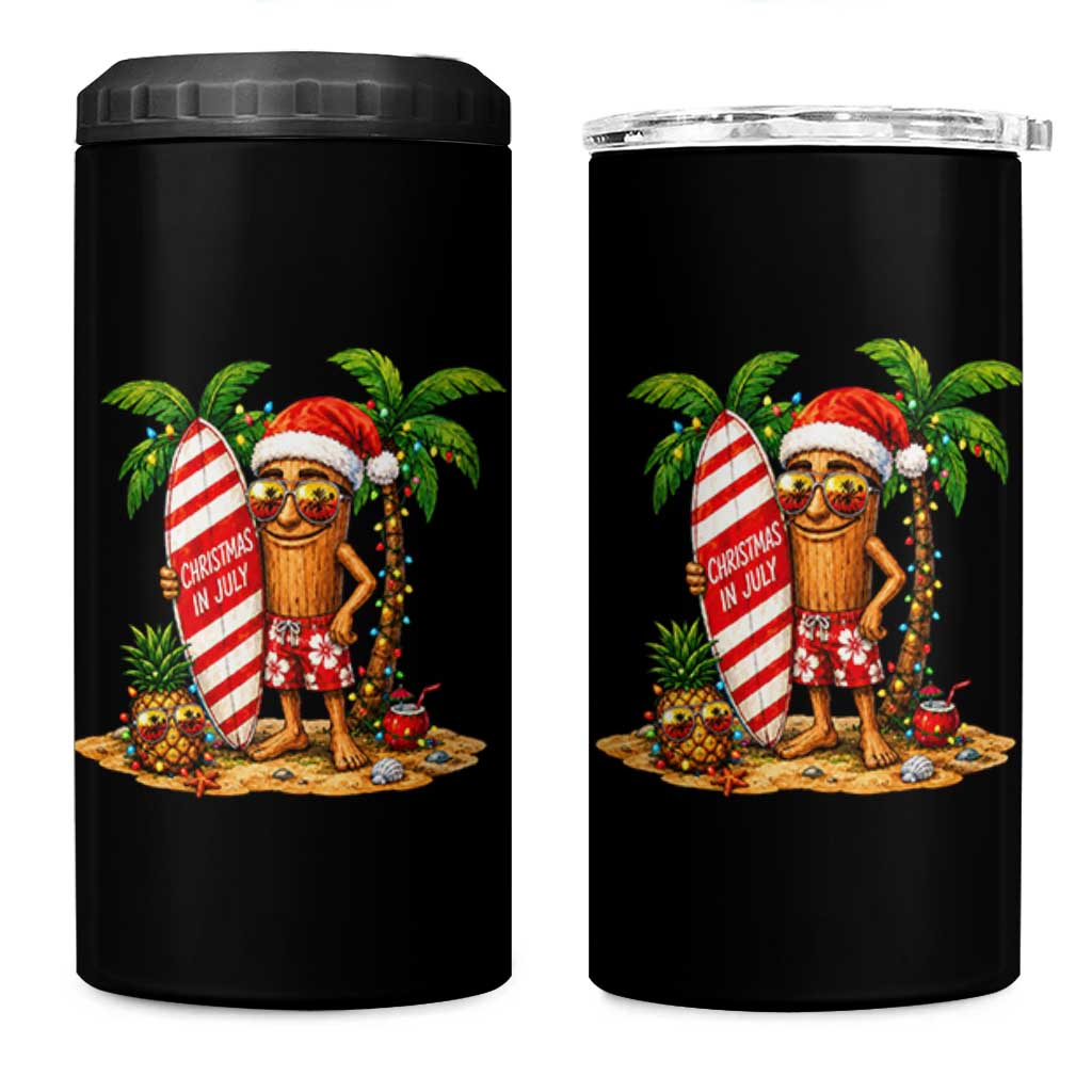Funny Tung Tung Sahur Christmas In July 4 in 1 Can Cooler Tumbler Beach Party Vacation