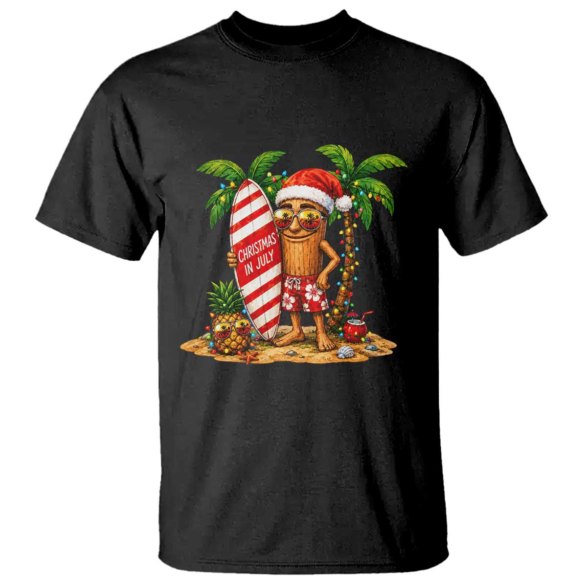 Funny Tung Tung Sahur Christmas In July T Shirt Beach Party Vacation