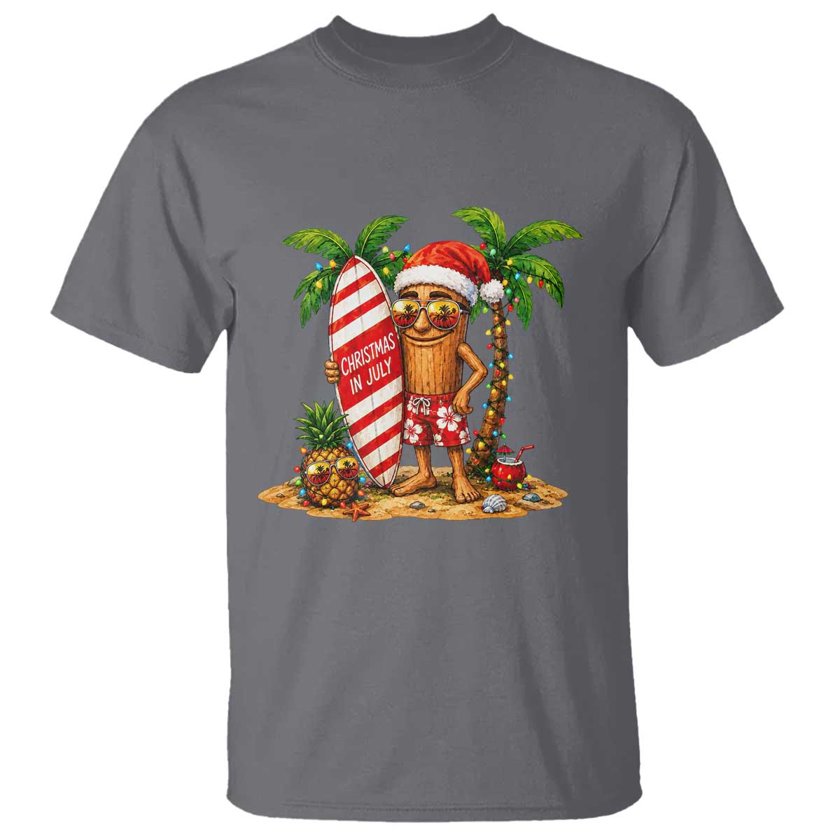 Funny Tung Tung Sahur Christmas In July T Shirt Beach Party Vacation