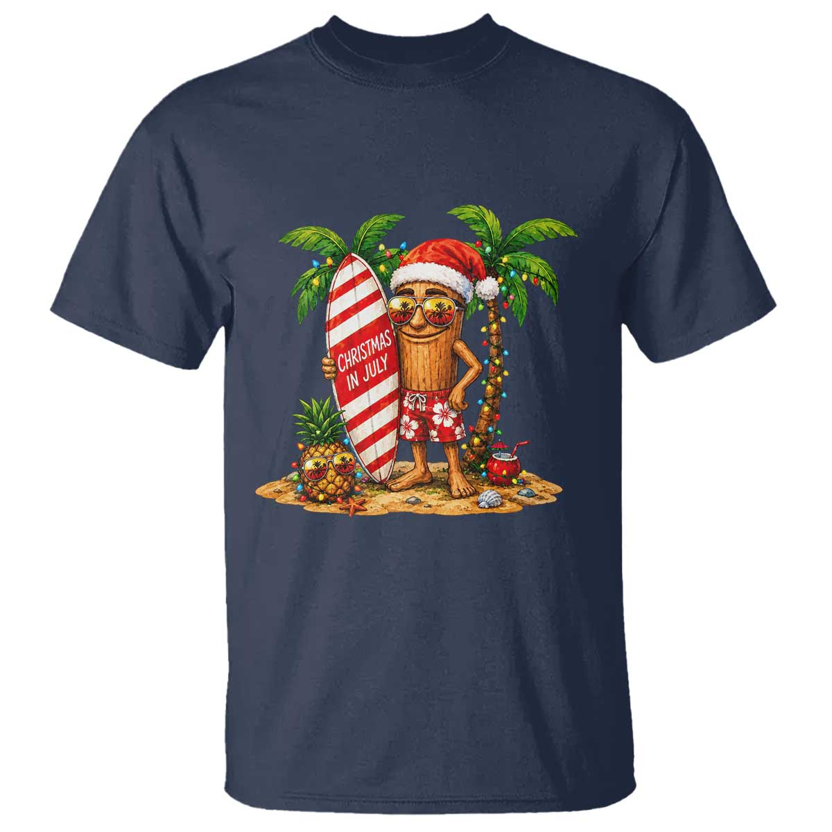Funny Tung Tung Sahur Christmas In July T Shirt Beach Party Vacation