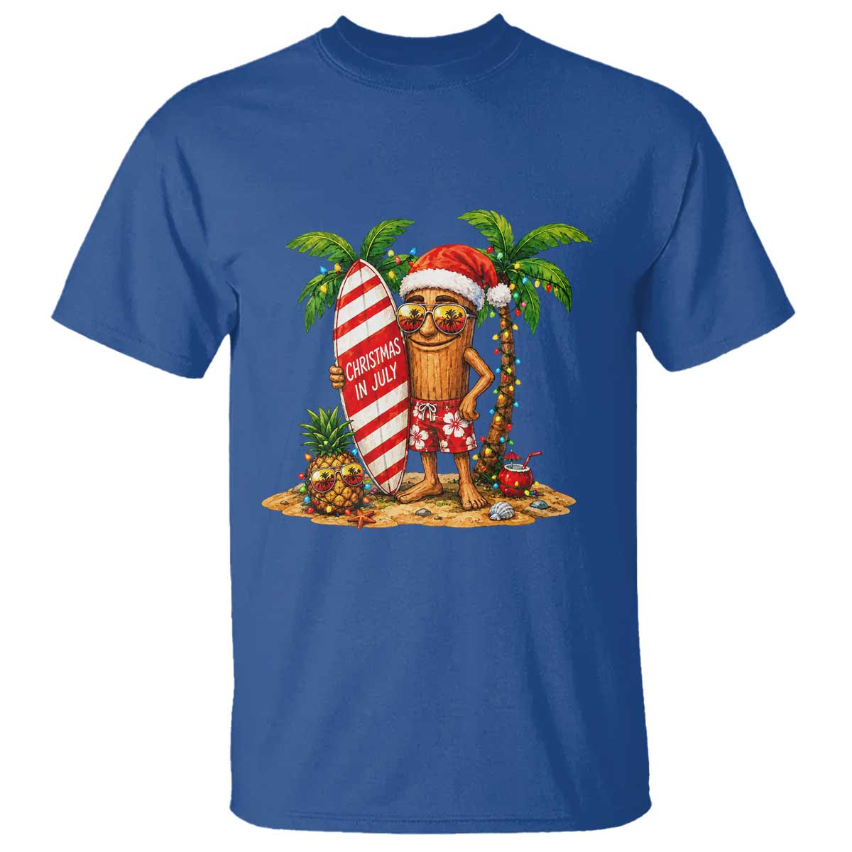 Funny Tung Tung Sahur Christmas In July T Shirt Beach Party Vacation