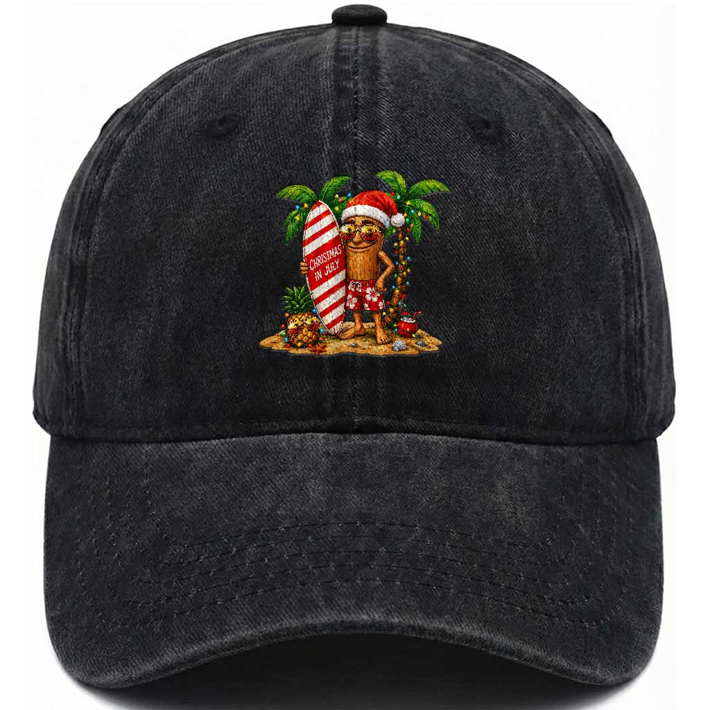 Funny Tung Tung Sahur Christmas In July Washed Cotton Baseball Cap Beach Party Vacation