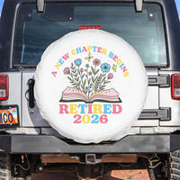 Women Retirement Life Spare Tire Cover Retired 2026 A New Chapter Begins Floral Book