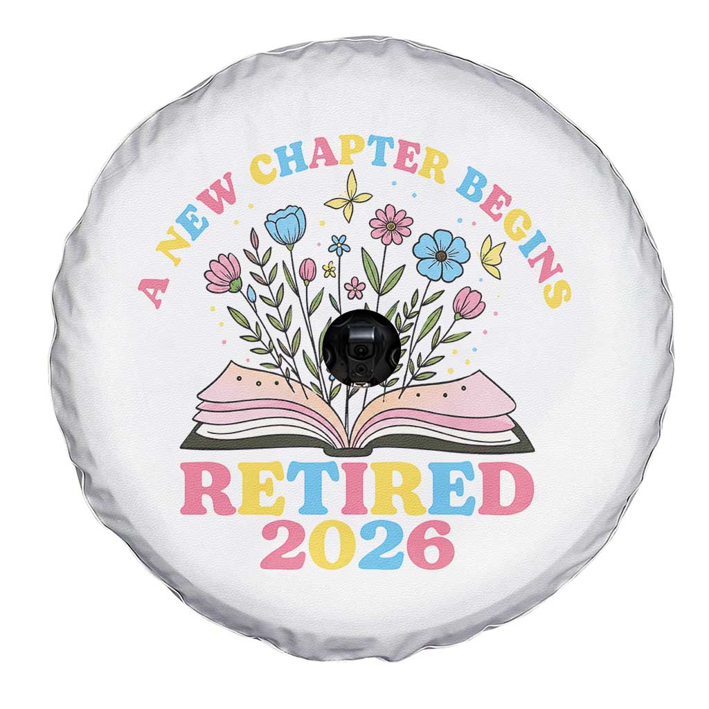 Women Retirement Life Spare Tire Cover Retired 2026 A New Chapter Begins Floral Book