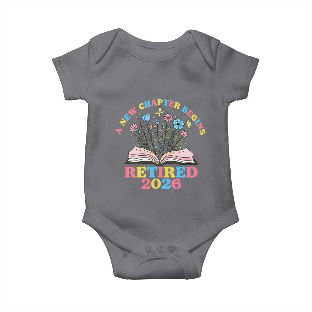 Women Retirement Life Baby Onesie Retired 2026 A New Chapter Begins Floral Book