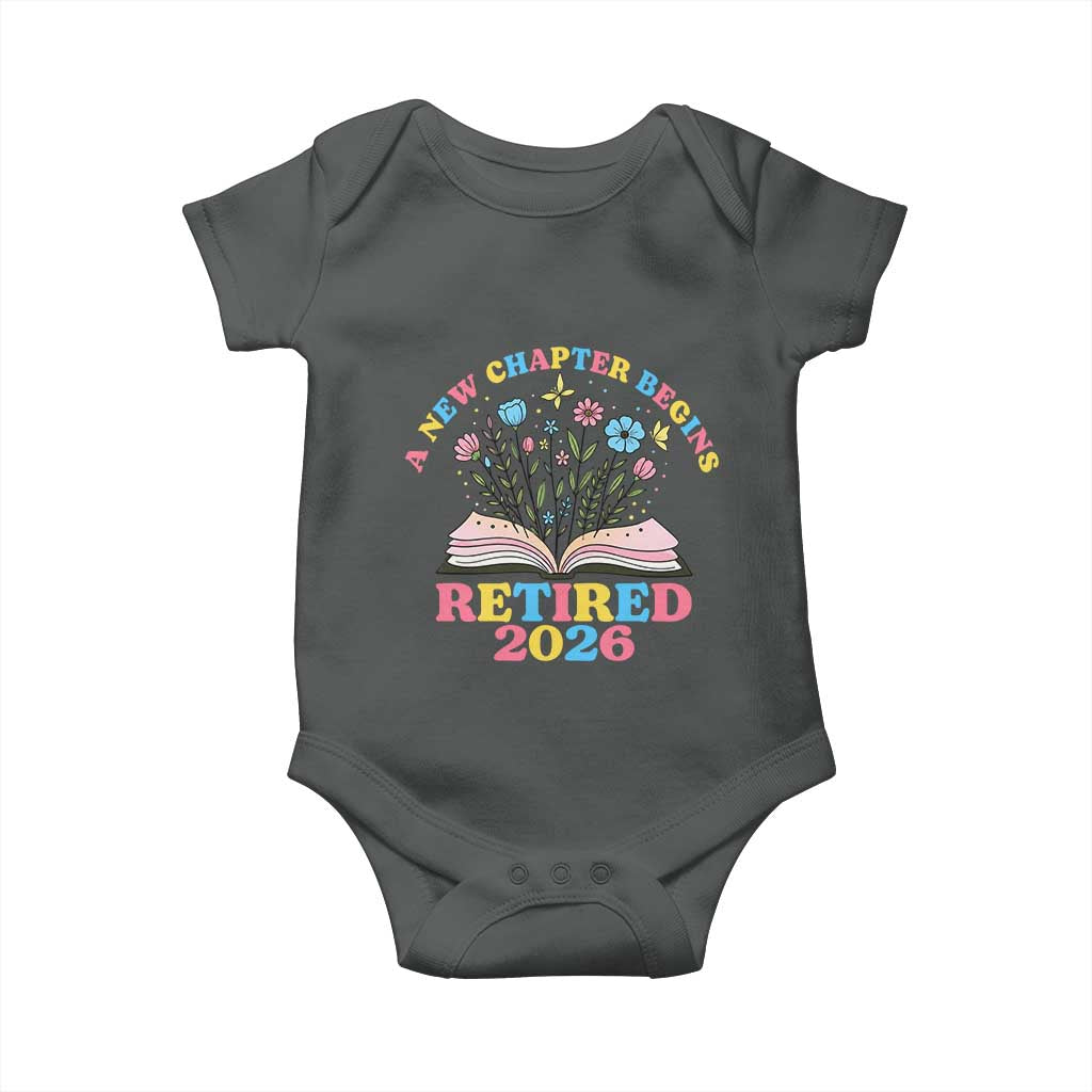 Women Retirement Life Baby Onesie Retired 2026 A New Chapter Begins Floral Book