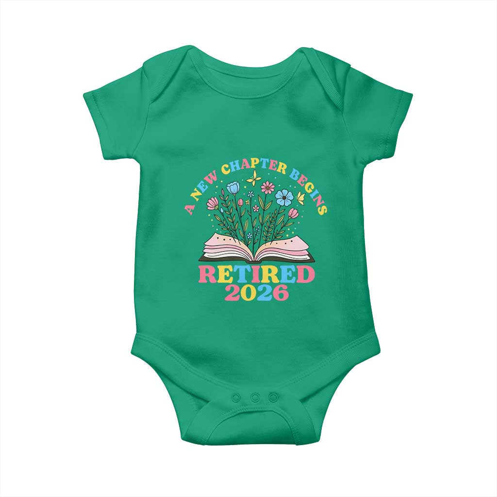 Women Retirement Life Baby Onesie Retired 2026 A New Chapter Begins Floral Book