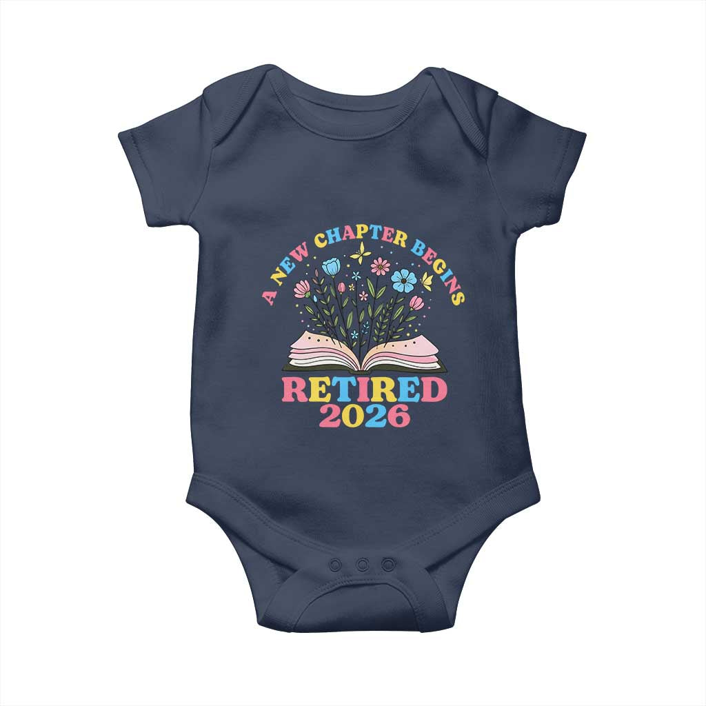 Women Retirement Life Baby Onesie Retired 2026 A New Chapter Begins Floral Book