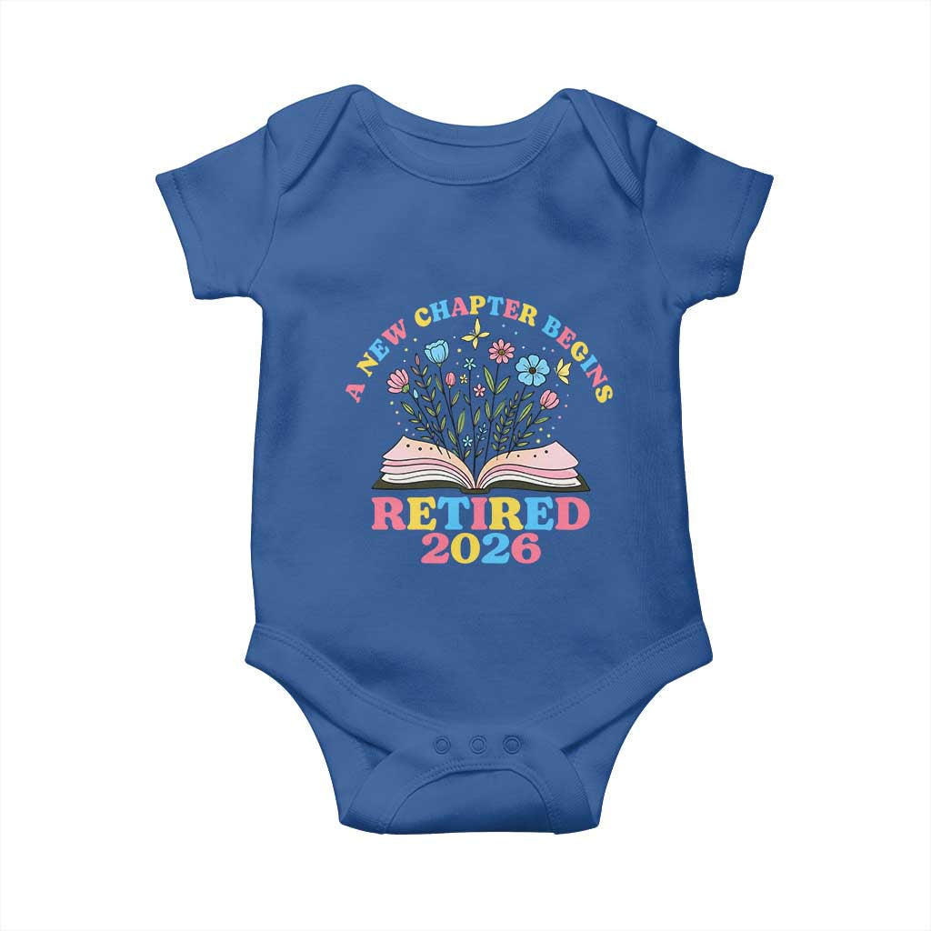 Women Retirement Life Baby Onesie Retired 2026 A New Chapter Begins Floral Book