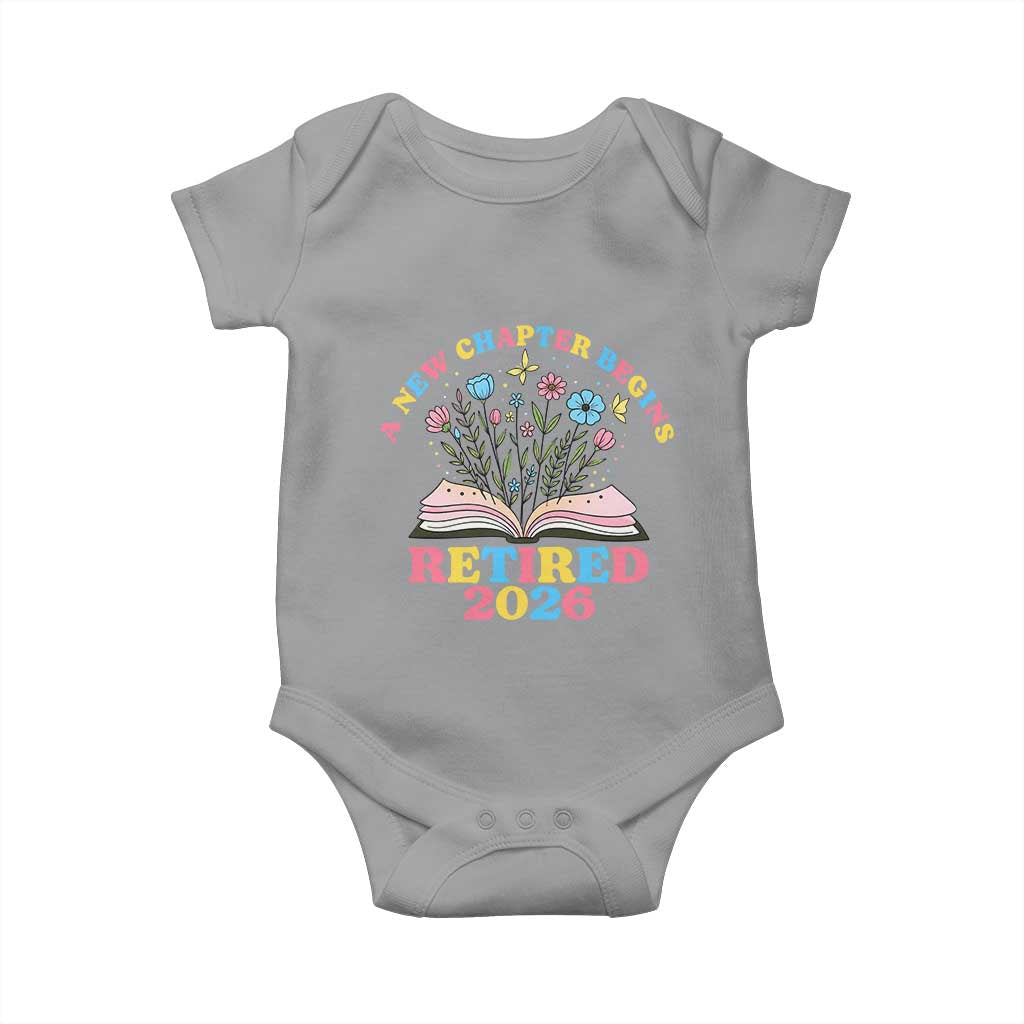 Women Retirement Life Baby Onesie Retired 2026 A New Chapter Begins Floral Book