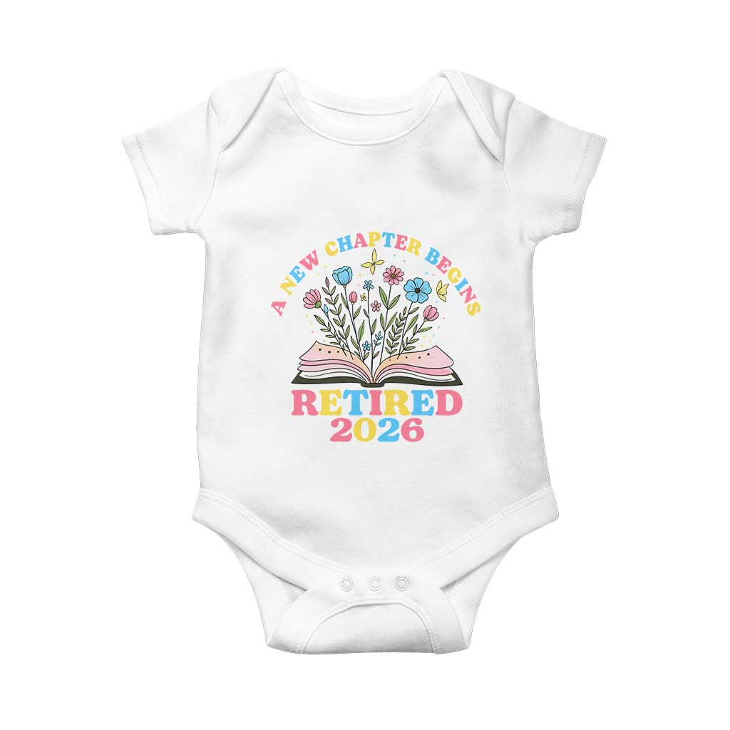 Women Retirement Life Baby Onesie Retired 2026 A New Chapter Begins Floral Book