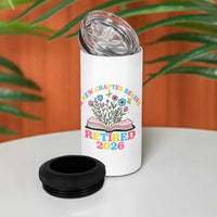 Women Retirement Life 4 in 1 Can Cooler Tumbler Retired 2026 A New Chapter Begins Floral Book