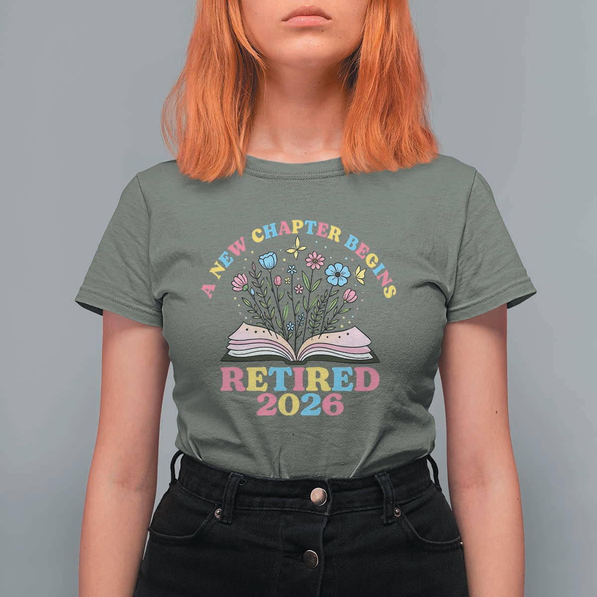 Women Retirement Life T Shirt For Women Retired 2026 A New Chapter Begins Floral Book