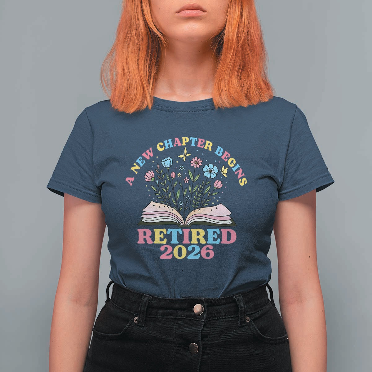 Women Retirement Life T Shirt For Women Retired 2026 A New Chapter Begins Floral Book