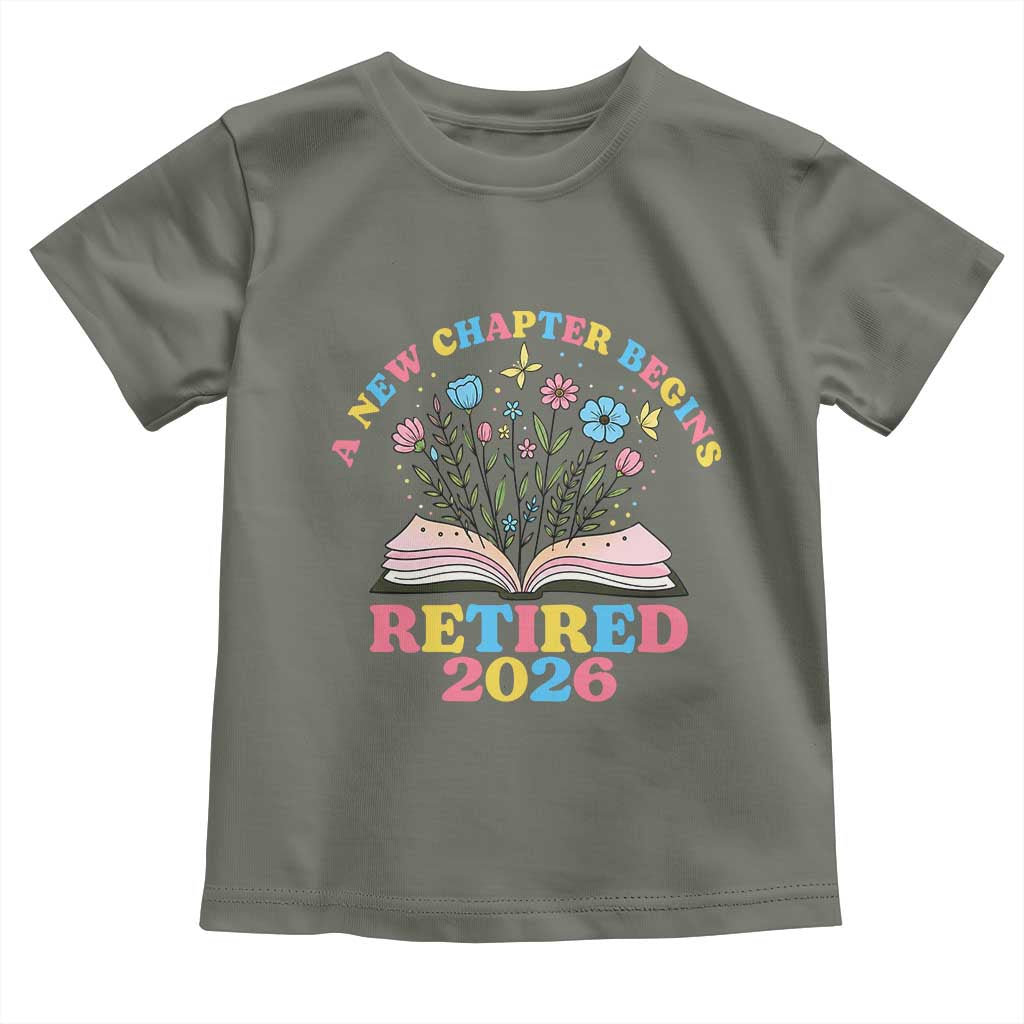 Women Retirement Life Toddler T Shirt Retired 2026 A New Chapter Begins Floral Book