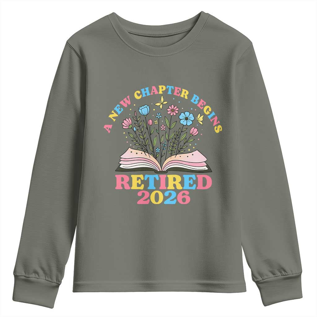 Women Retirement Life Youth Sweatshirt Retired 2026 A New Chapter Begins Floral Book