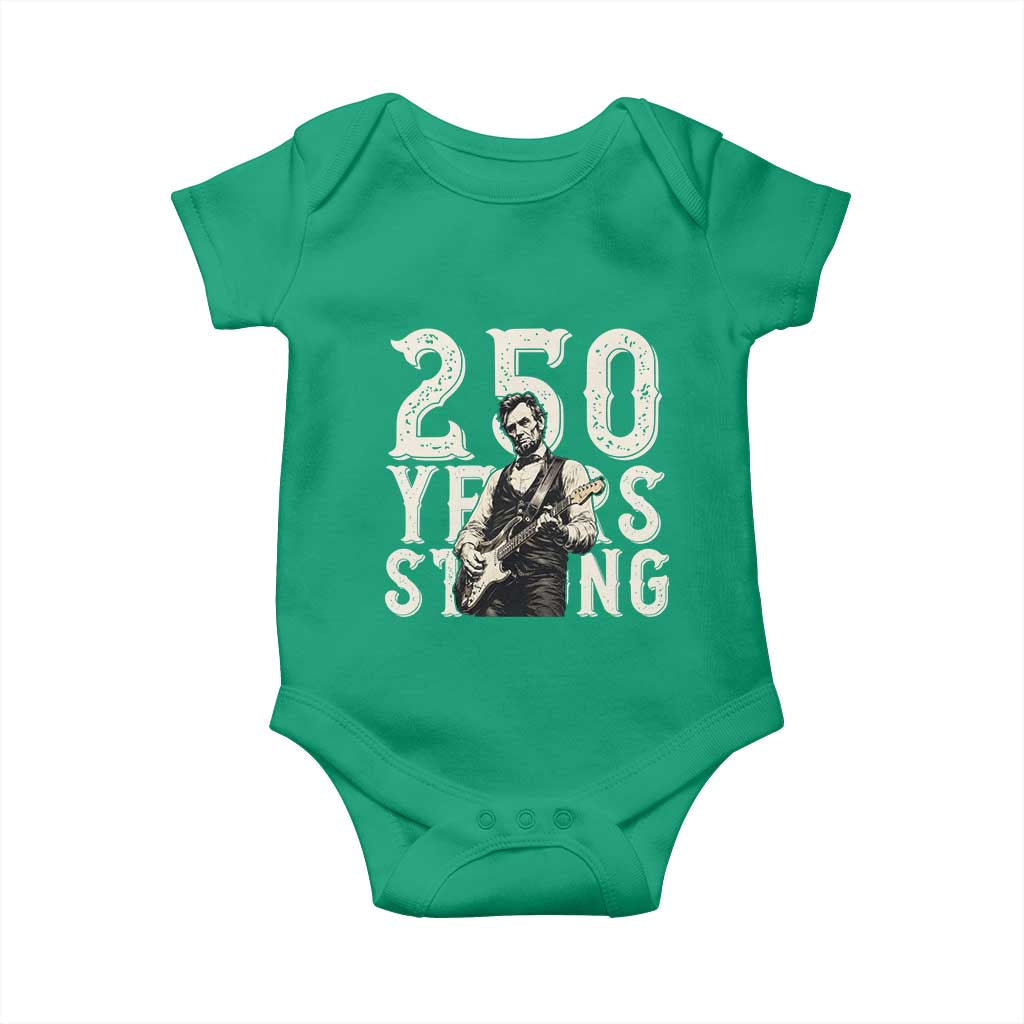 Vintage Abraham Lincoln Playing Guitar Baby Onesie 250 Years Strong
