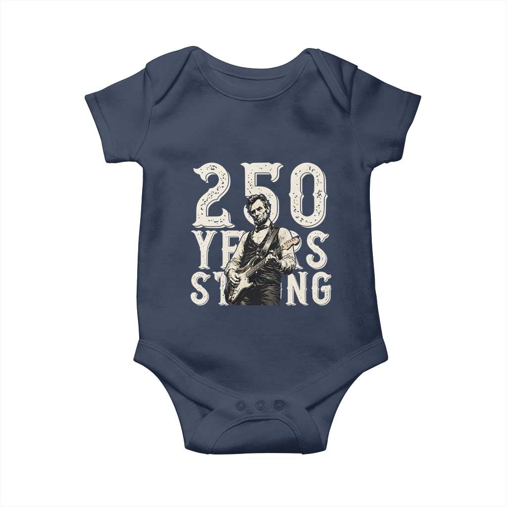 Vintage Abraham Lincoln Playing Guitar Baby Onesie 250 Years Strong