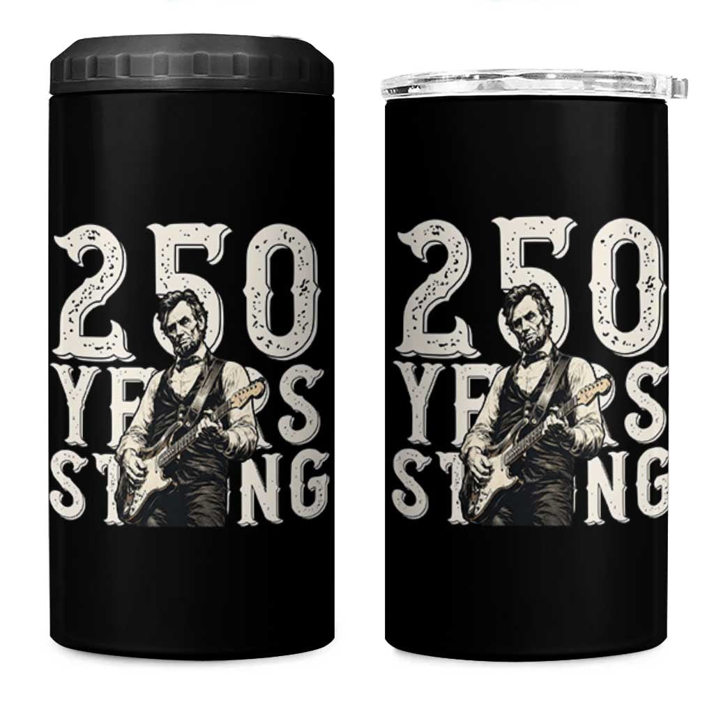 Vintage Abraham Lincoln Playing Guitar 4 in 1 Can Cooler Tumbler 250 Years Strong