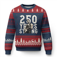 Vintage Abraham Lincoln Playing Guitar Ugly Christmas Sweater 250 Years Strong