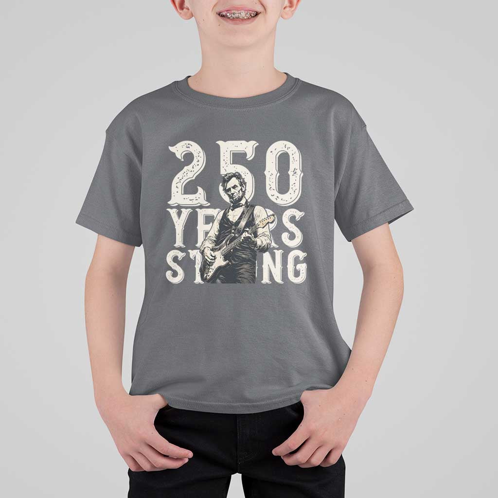 Vintage Abraham Lincoln Playing Guitar T Shirt For Kid 250 Years Strong