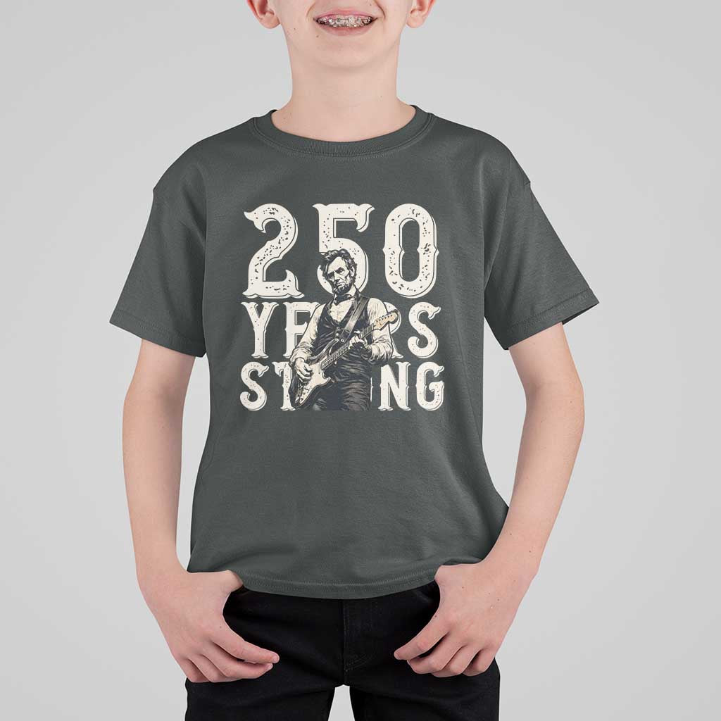 Vintage Abraham Lincoln Playing Guitar T Shirt For Kid 250 Years Strong