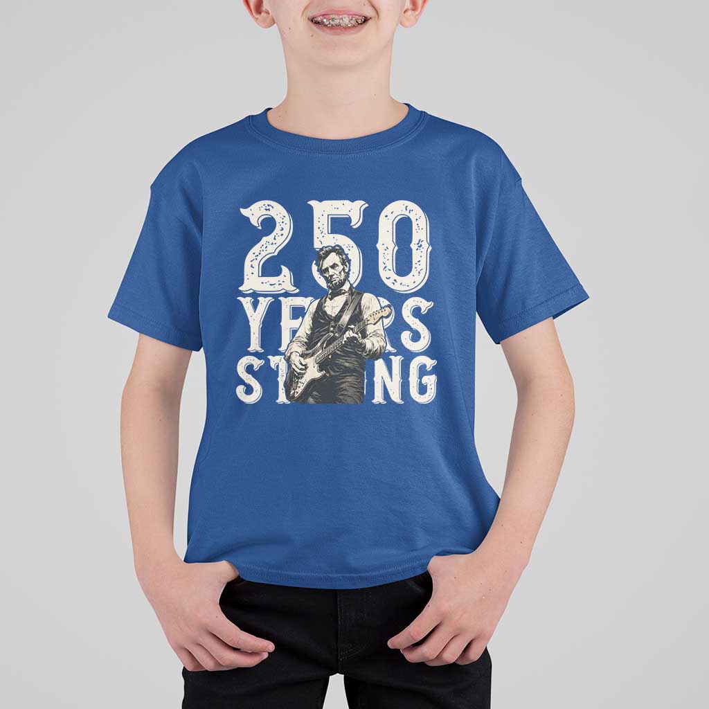 Vintage Abraham Lincoln Playing Guitar T Shirt For Kid 250 Years Strong