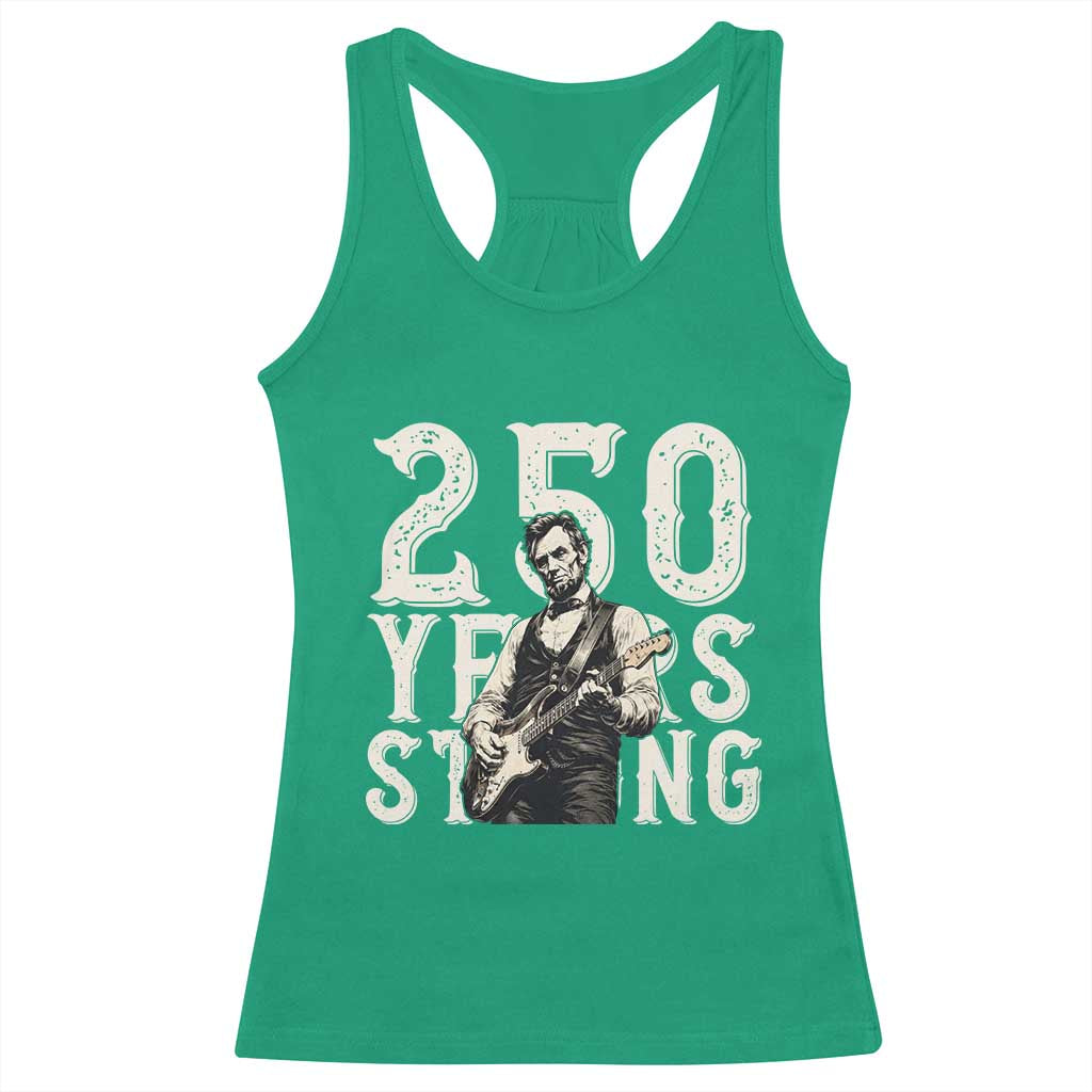 Vintage Abraham Lincoln Playing Guitar Racerback Tank Top 250 Years Strong