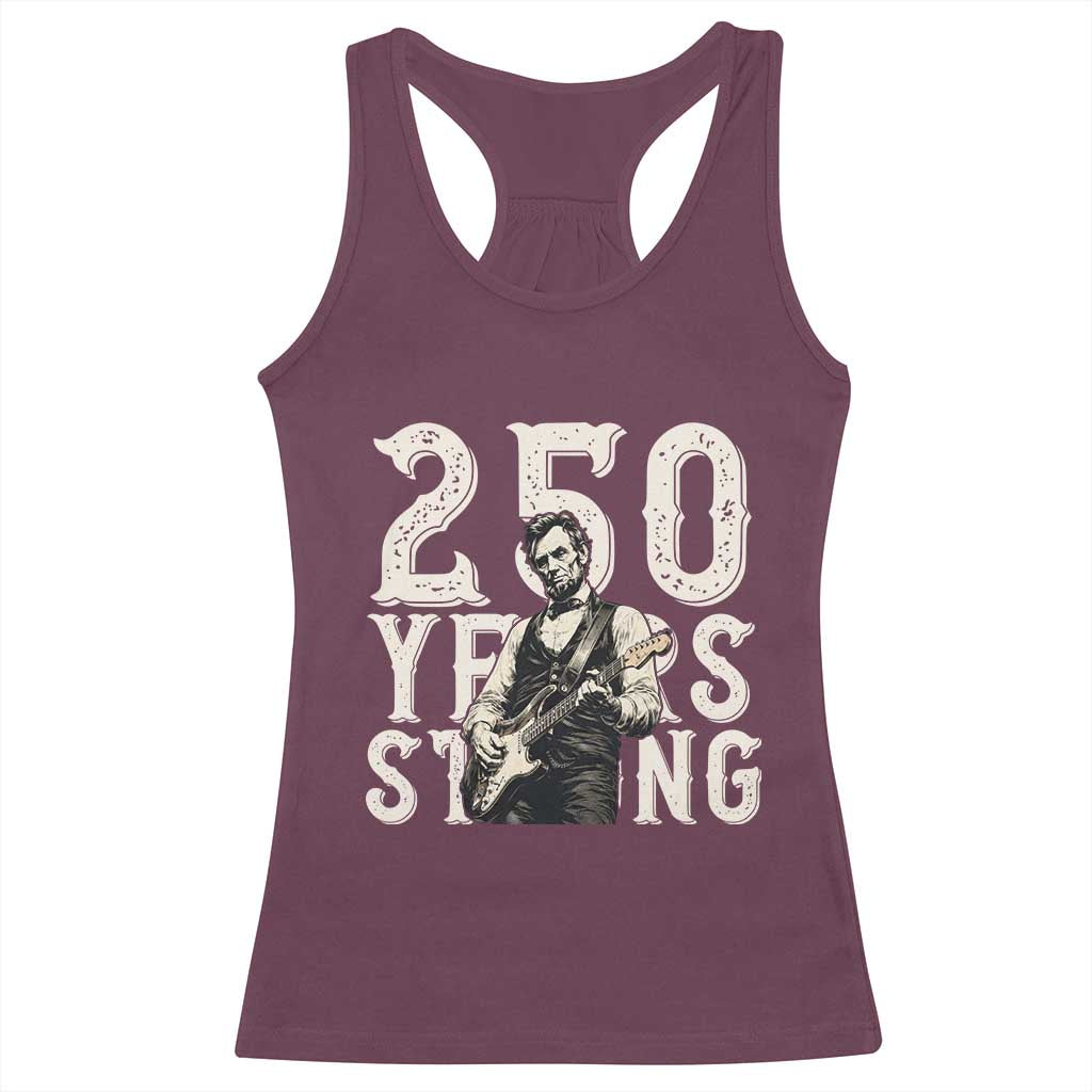 Vintage Abraham Lincoln Playing Guitar Racerback Tank Top 250 Years Strong