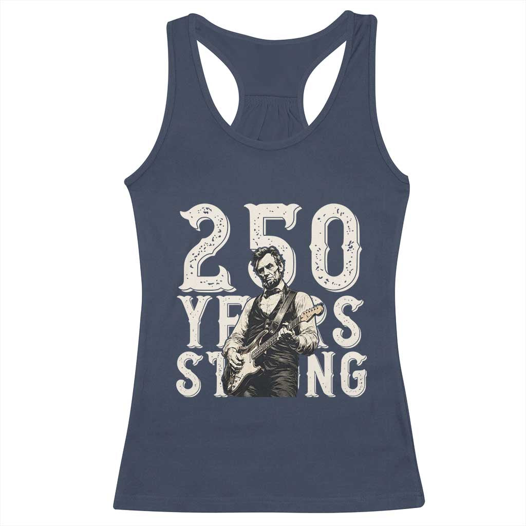 Vintage Abraham Lincoln Playing Guitar Racerback Tank Top 250 Years Strong