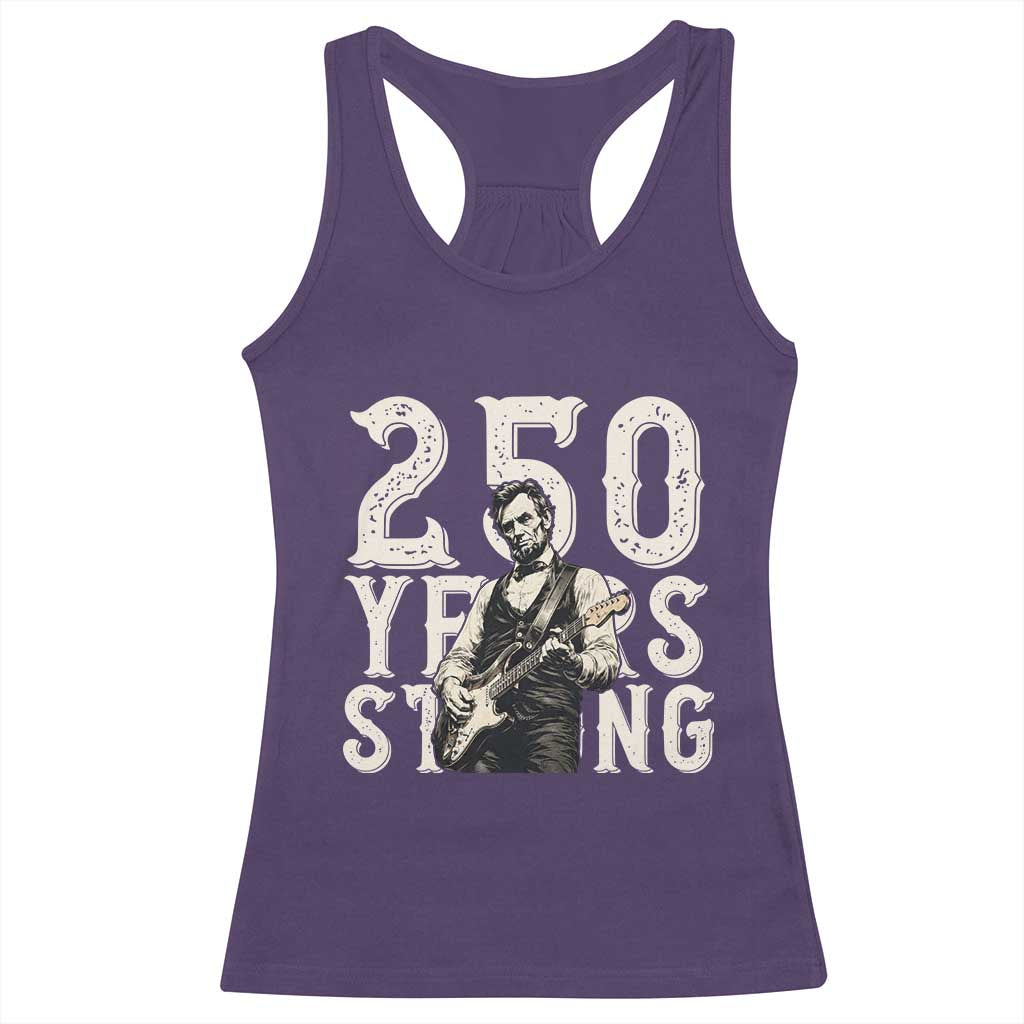 Vintage Abraham Lincoln Playing Guitar Racerback Tank Top 250 Years Strong