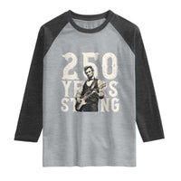 Vintage Abraham Lincoln Playing Guitar Raglan Shirt 250 Years Strong