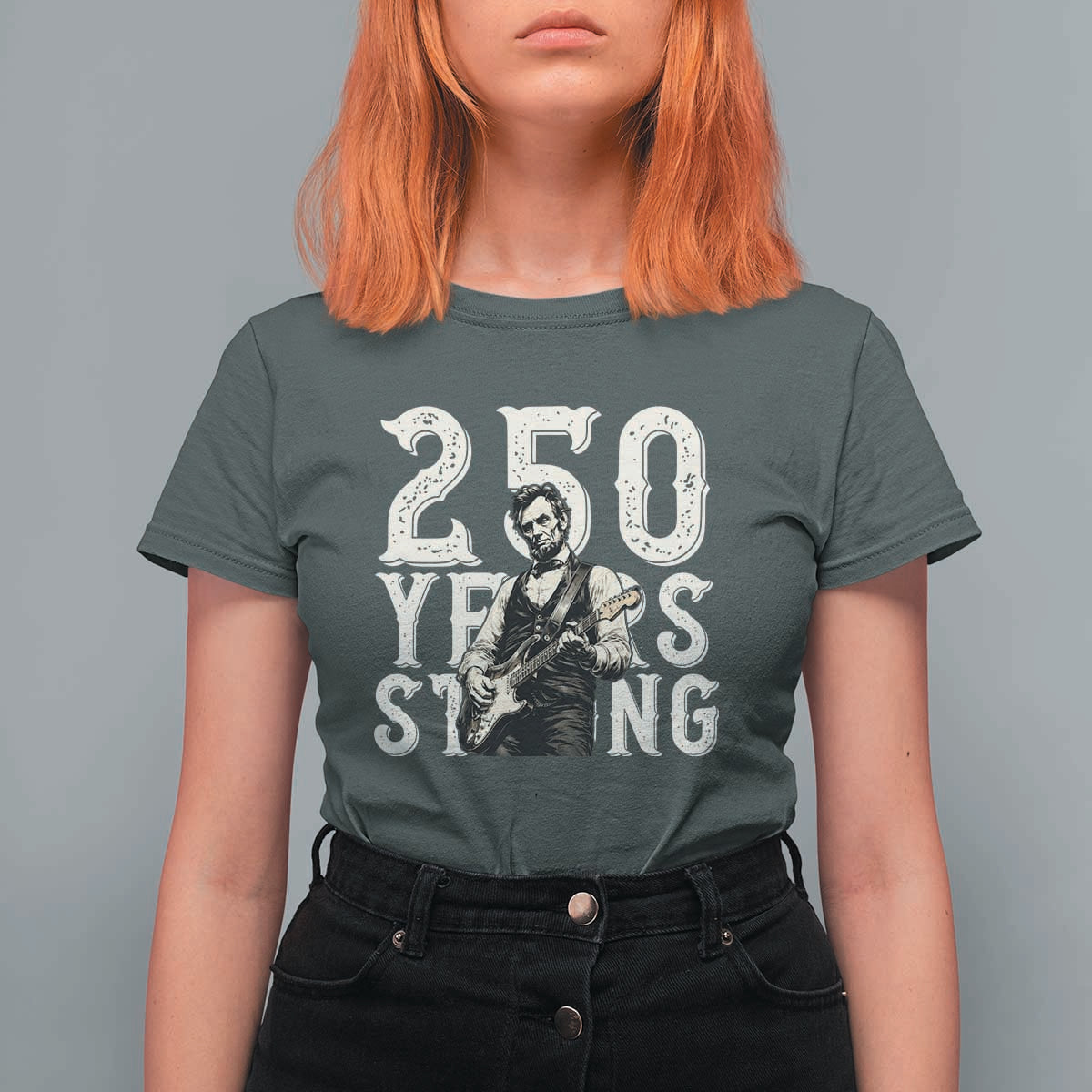 Vintage Abraham Lincoln Playing Guitar T Shirt For Women 250 Years Strong