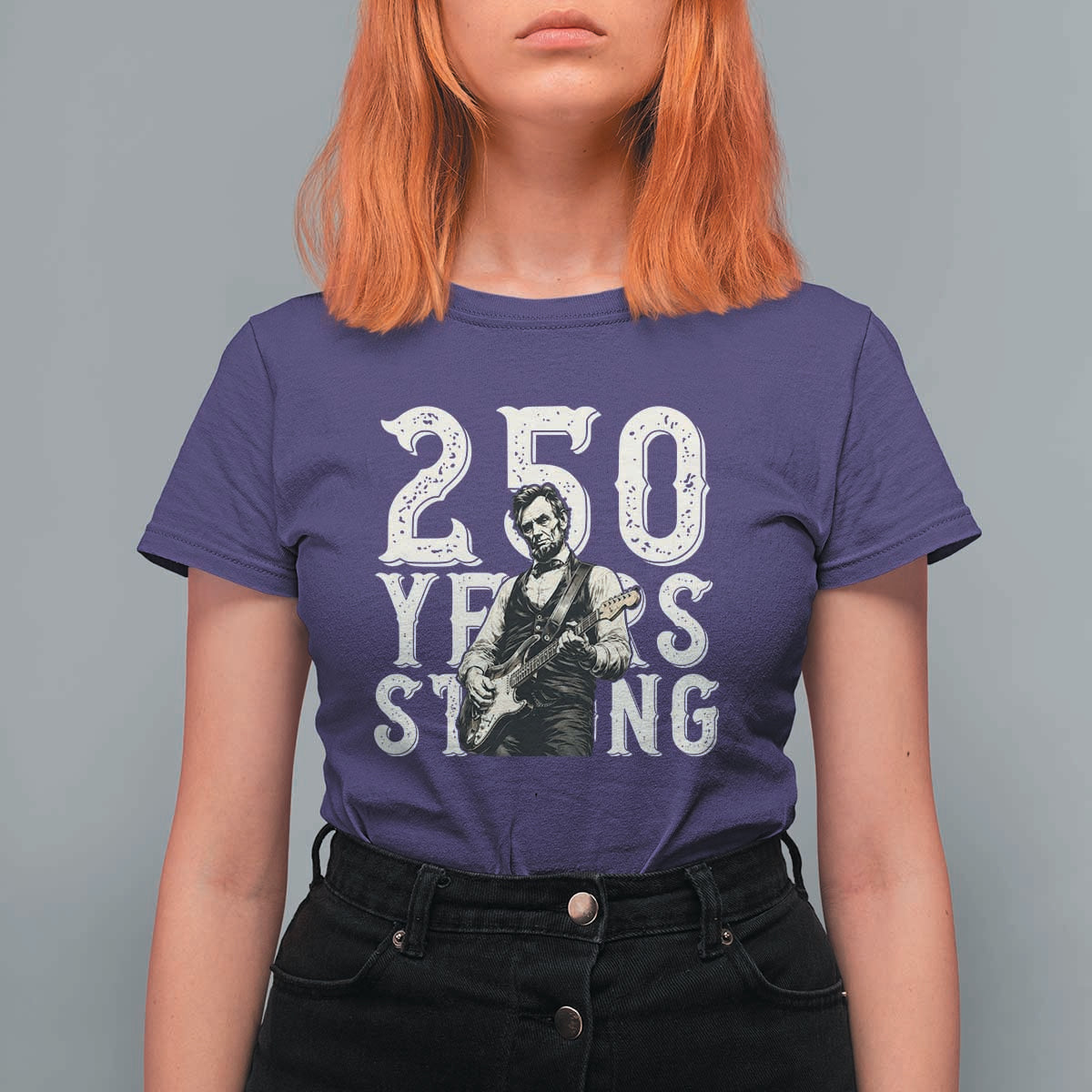 Vintage Abraham Lincoln Playing Guitar T Shirt For Women 250 Years Strong