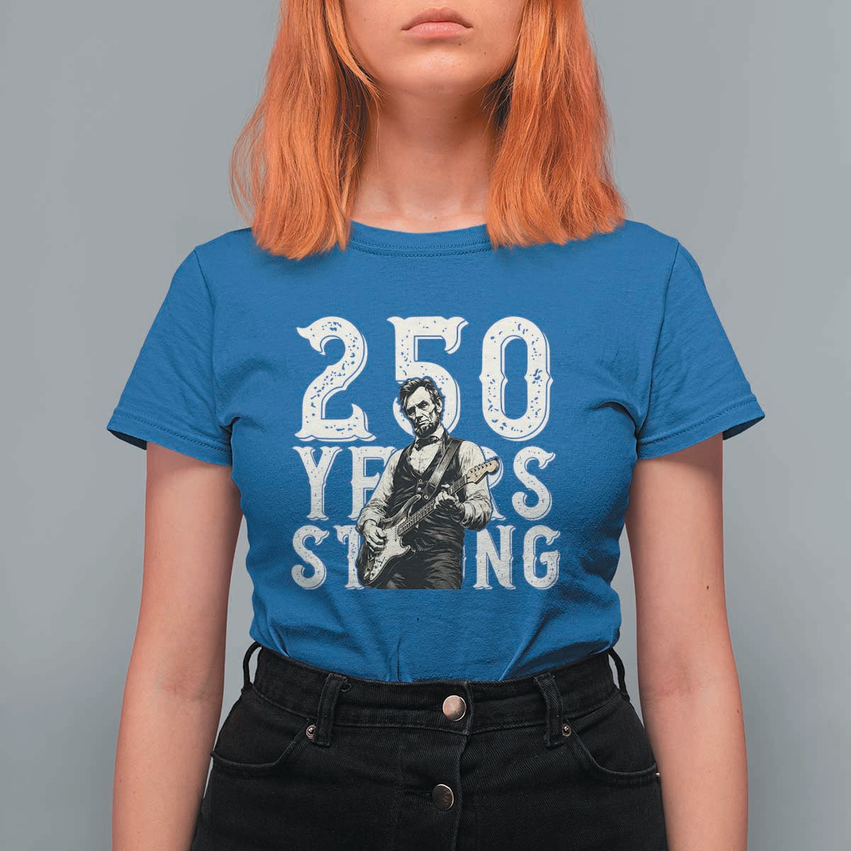 Vintage Abraham Lincoln Playing Guitar T Shirt For Women 250 Years Strong