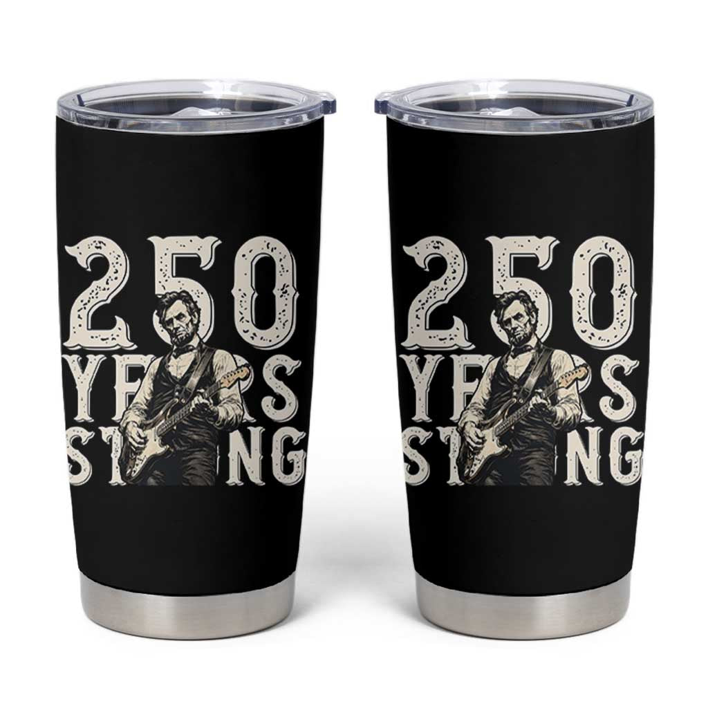 Vintage Abraham Lincoln Playing Guitar Tumbler Cup 250 Years Strong