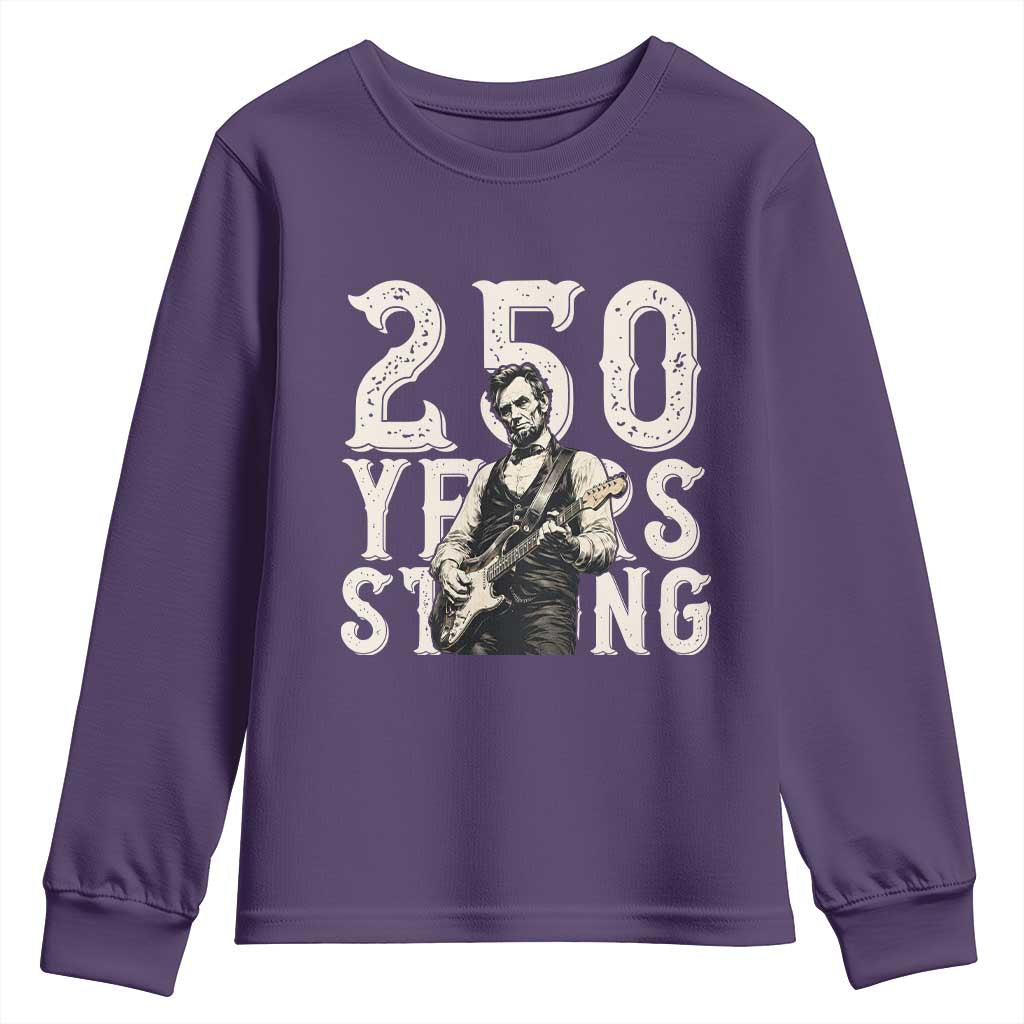 Vintage Abraham Lincoln Playing Guitar Youth Sweatshirt 250 Years Strong
