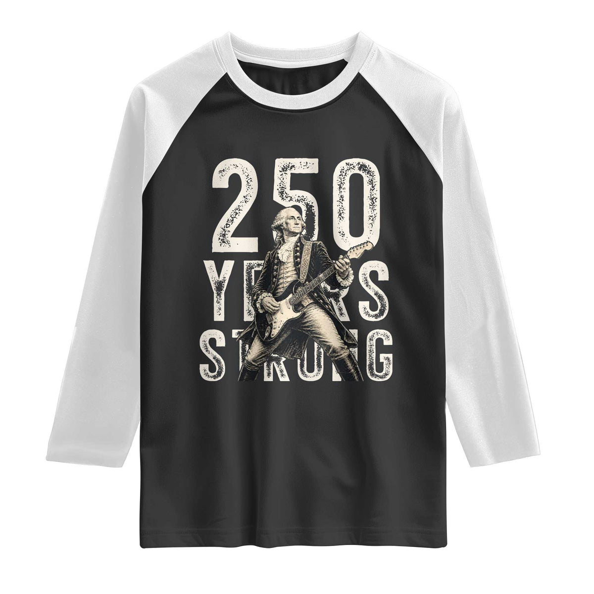 Vintage George Washington Playing Guitar Raglan Shirt 250 Years Strong