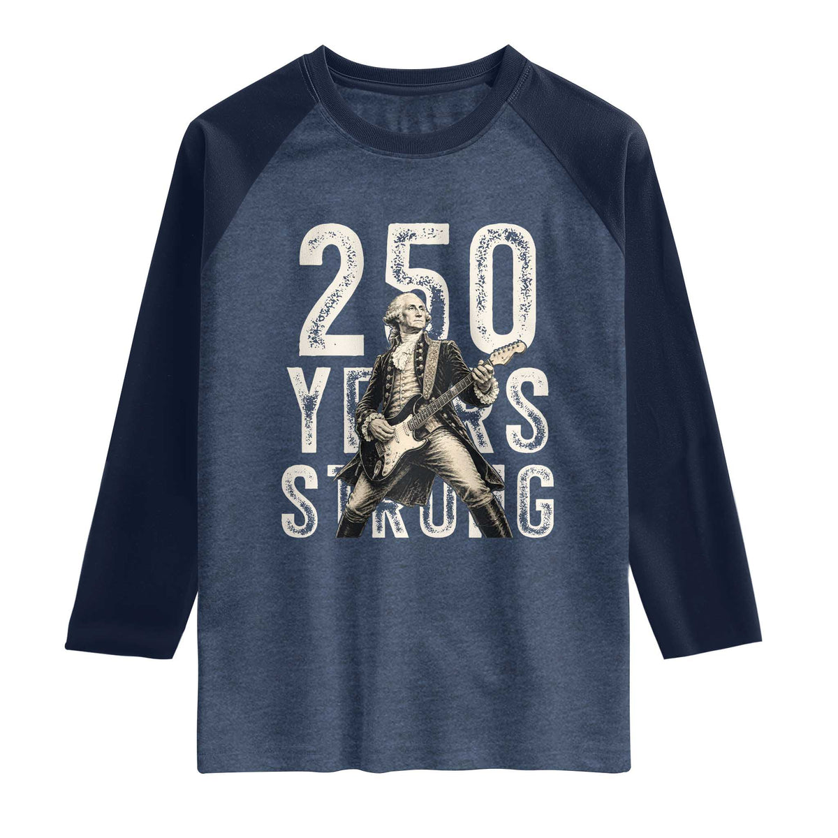 Vintage George Washington Playing Guitar Raglan Shirt 250 Years Strong