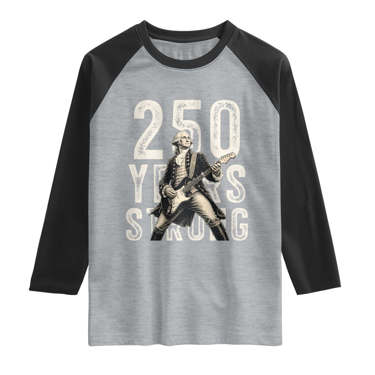 Vintage George Washington Playing Guitar Raglan Shirt 250 Years Strong