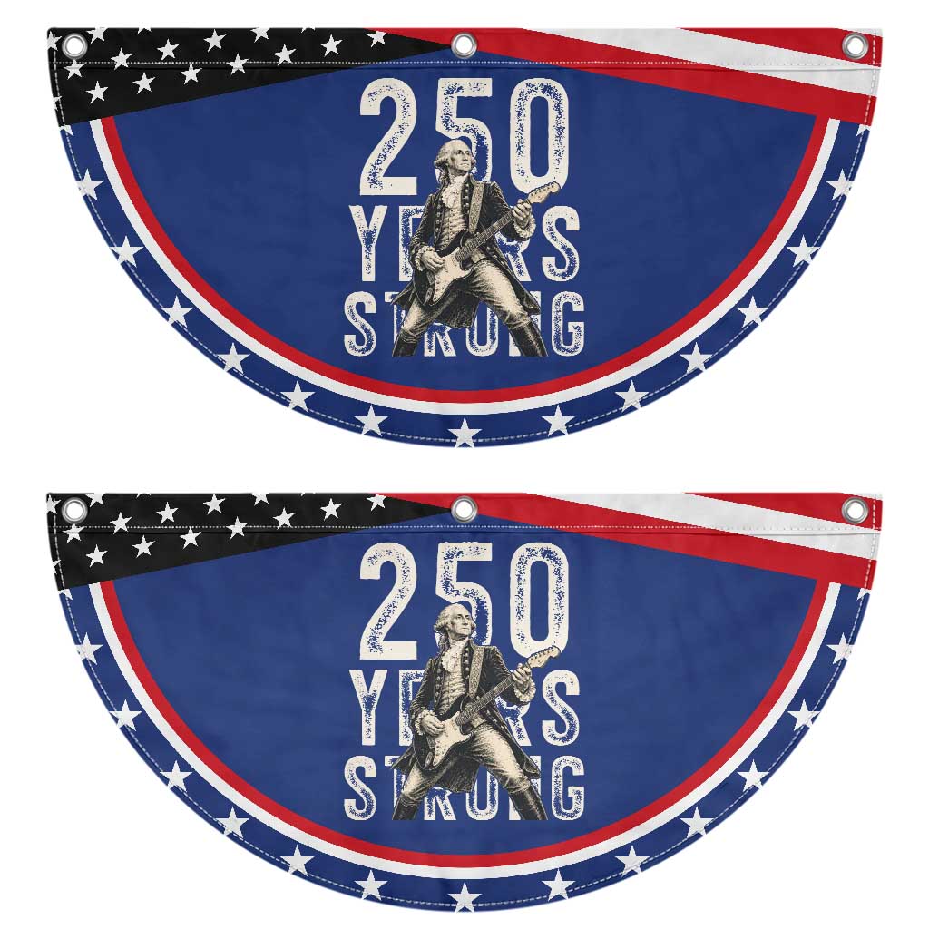 Vintage George Washington Playing Guitar Patriotic Fan Flag 250 Years Strong