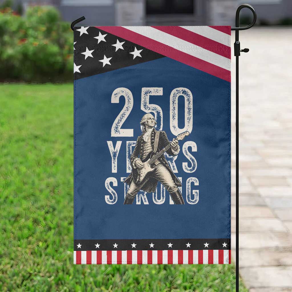 Vintage George Washington Playing Guitar Patriotic Garden Flag 250 Years Strong