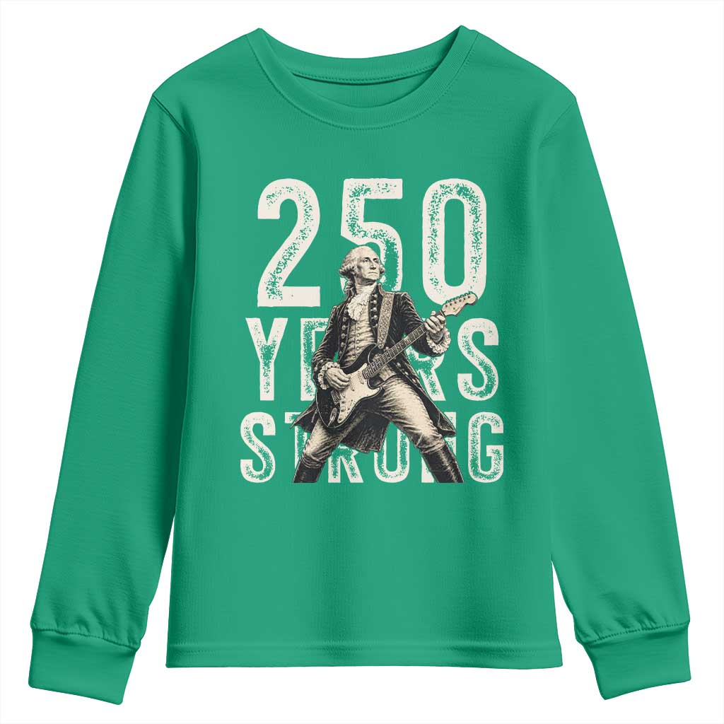 Vintage George Washington Playing Guitar Youth Sweatshirt 250 Years Strong